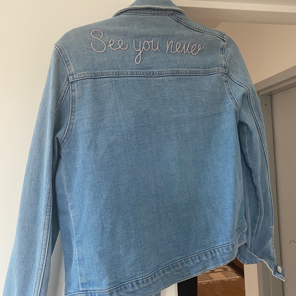 See you never denim jacket